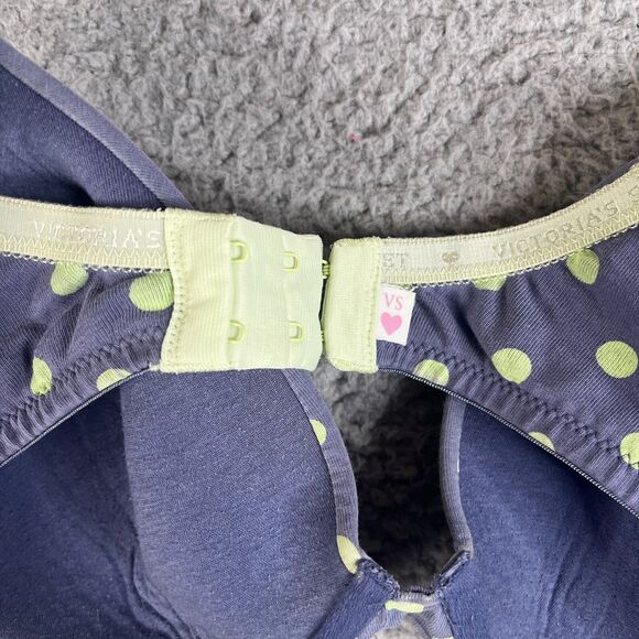 Victoria's Secret Women Bra 36D Blue Polka Dot Lined Perfect Coverage Underwire - Picture 5 of 7